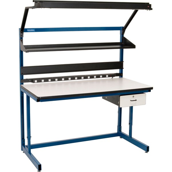 Global Industrial Bench-In-A-Box Cantilever Workbench, Plastic Laminate Top, 60inWx30inD, Blue B2334693 - main